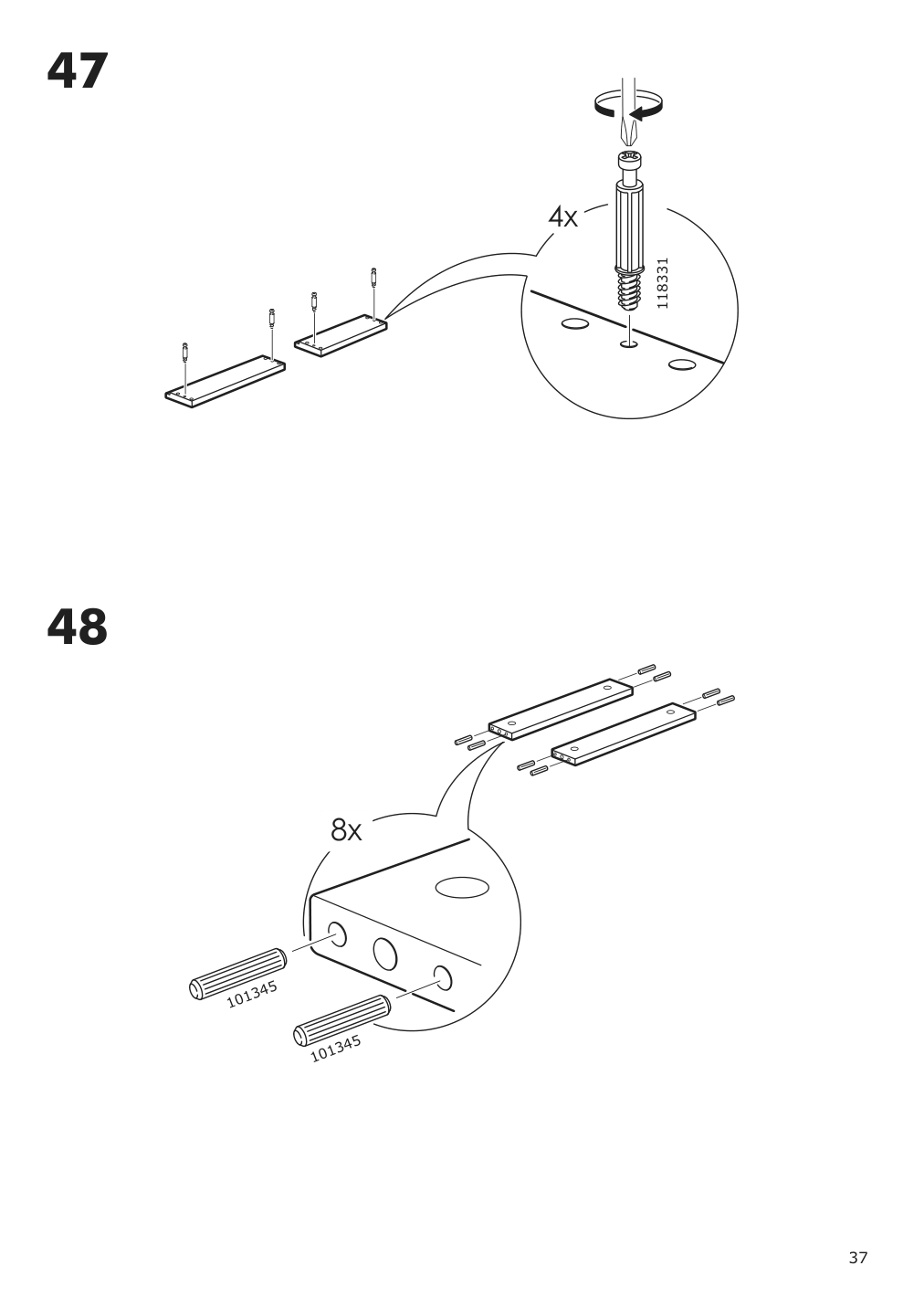 Assembly instructions for IKEA Hemnes open wash stand with 4 drawers gray | Page 37 - IKEA HEMNES open wash-stand with 4 drawers 704.971.67