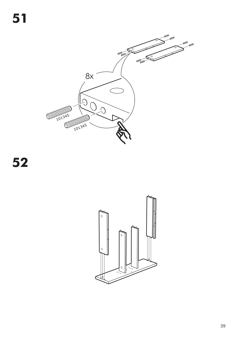 Assembly instructions for IKEA Hemnes open wash stand with 4 drawers gray | Page 39 - IKEA HEMNES open wash-stand with 4 drawers 704.971.67