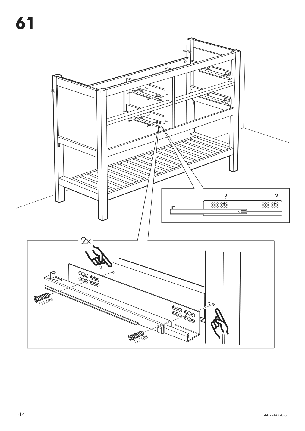 Assembly instructions for IKEA Hemnes open wash stand with 4 drawers gray | Page 44 - IKEA HEMNES open wash-stand with 4 drawers 704.971.67