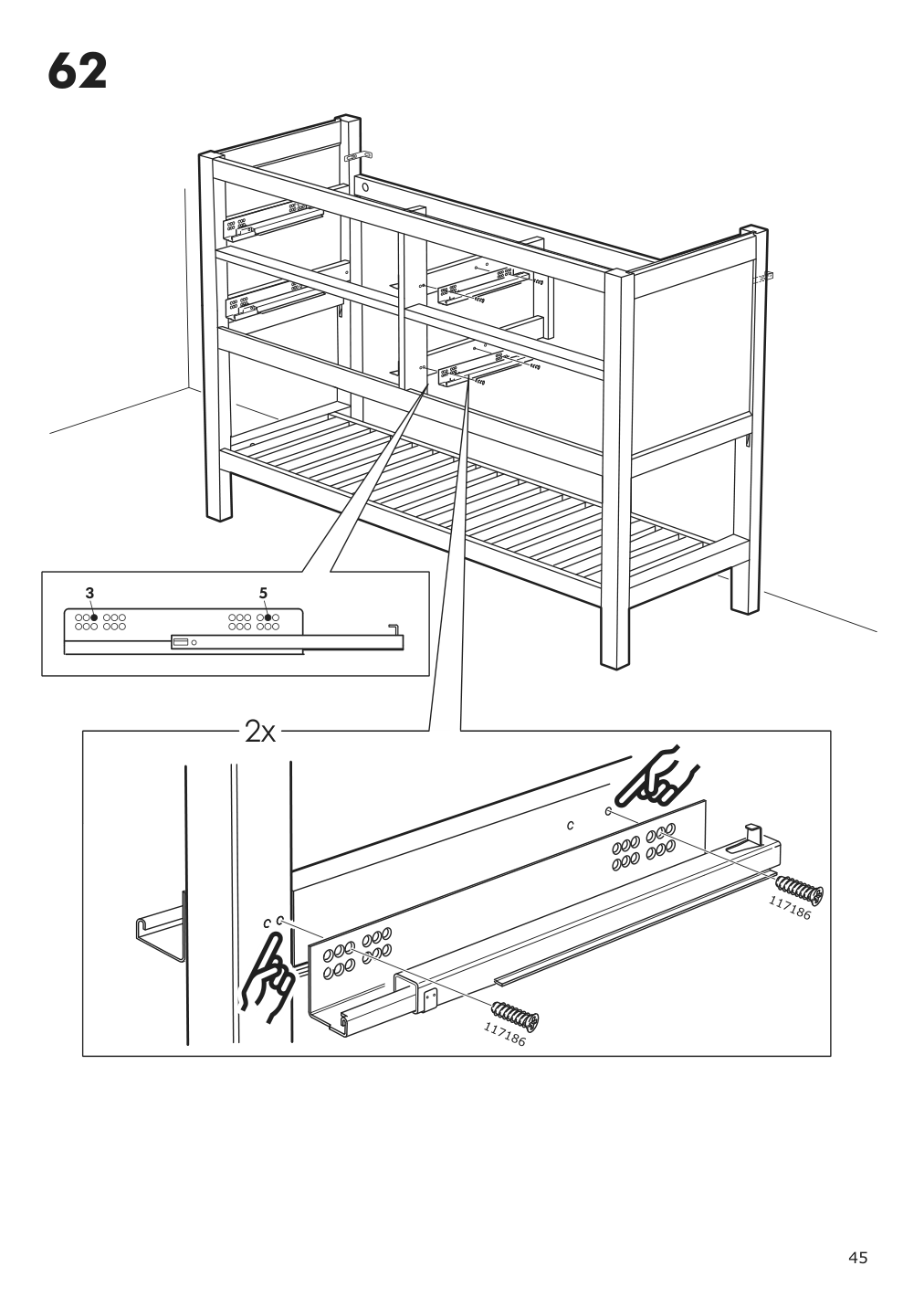 Assembly instructions for IKEA Hemnes open wash stand with 4 drawers gray | Page 45 - IKEA HEMNES open wash-stand with 4 drawers 704.971.67