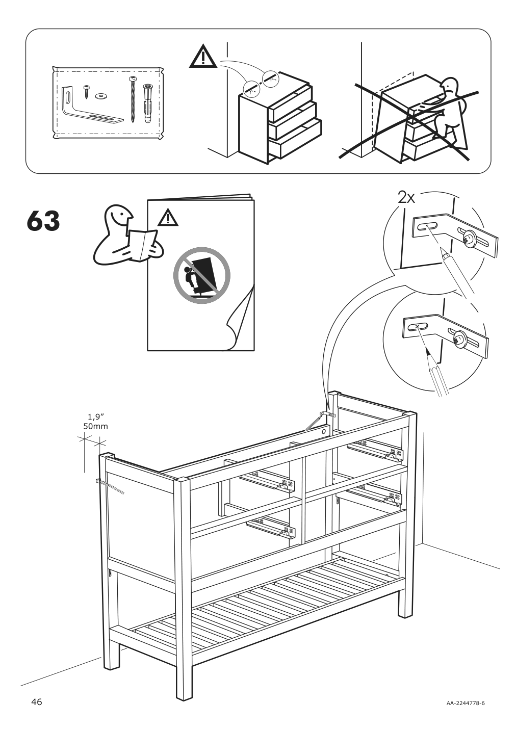 Assembly instructions for IKEA Hemnes open wash stand with 4 drawers gray | Page 46 - IKEA HEMNES open wash-stand with 4 drawers 704.971.67