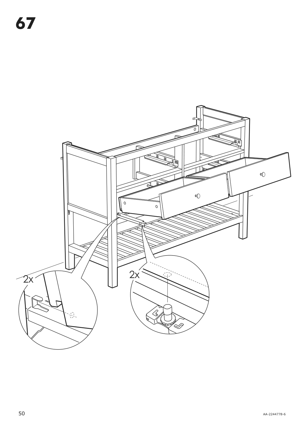 Assembly instructions for IKEA Hemnes open wash stand with 4 drawers gray | Page 50 - IKEA HEMNES open wash-stand with 4 drawers 704.971.67