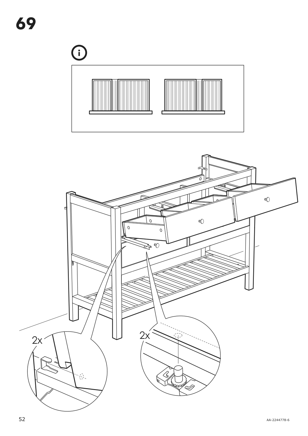 Assembly instructions for IKEA Hemnes open wash stand with 4 drawers gray | Page 52 - IKEA HEMNES open wash-stand with 4 drawers 704.971.67