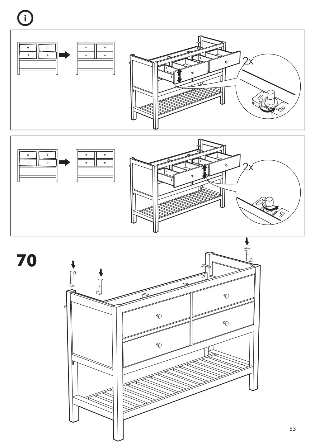 Assembly instructions for IKEA Hemnes open wash stand with 4 drawers gray | Page 53 - IKEA HEMNES open wash-stand with 4 drawers 704.971.67