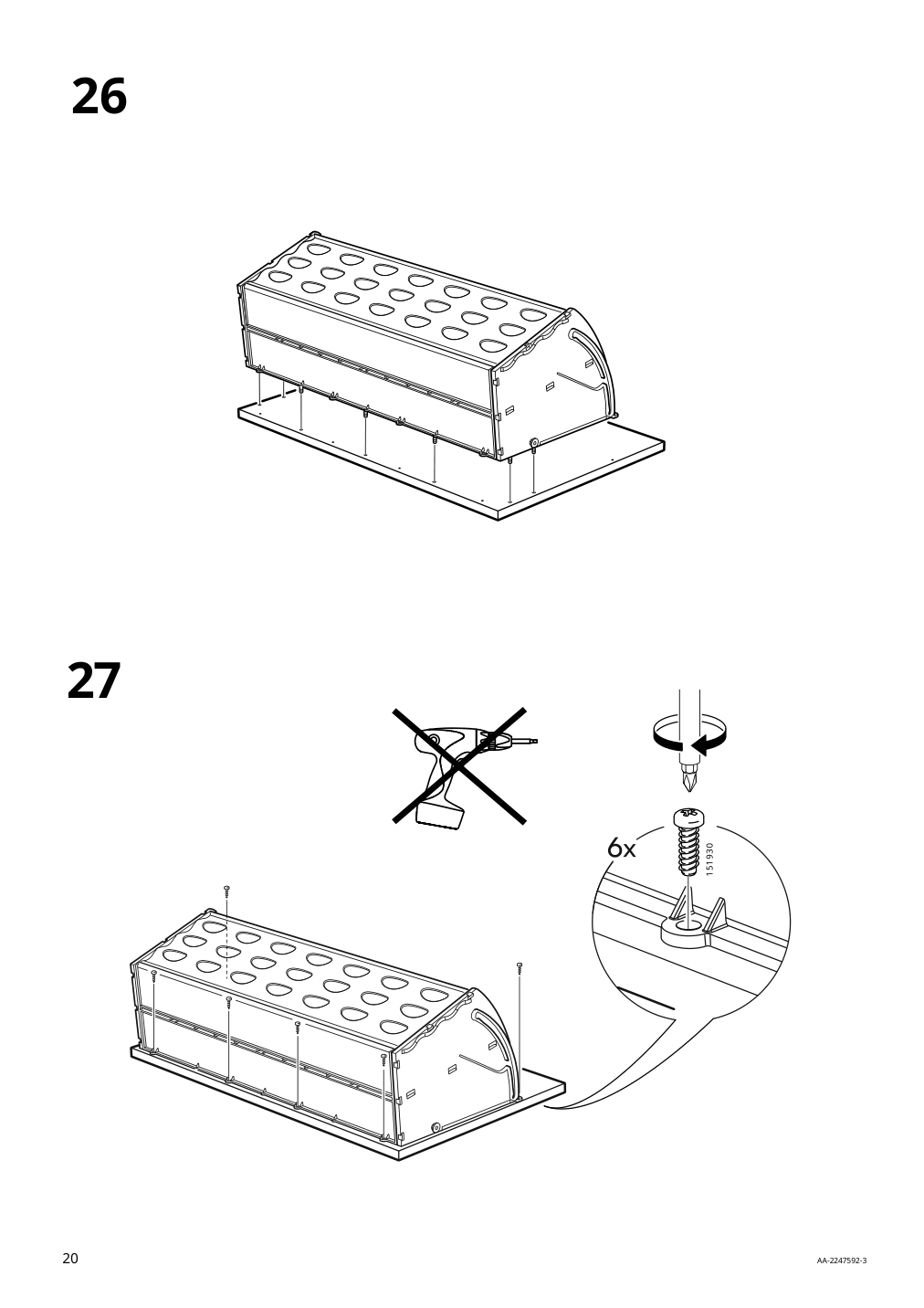 Assembly instructions for IKEA Hemnes shoe cabinet with 2 compartments black brown | Page 20 - IKEA HEMNES / TOLKNING hallway furniture, set of 3 795.279.52