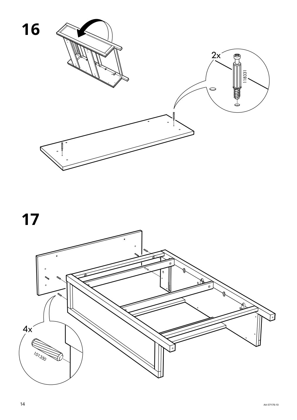 Assembly instructions for IKEA Hemnes shoe cabinet with 2 compartments black brown | Page 14 - IKEA HEMNES / TOLKNING hallway furniture, set of 3 795.279.52