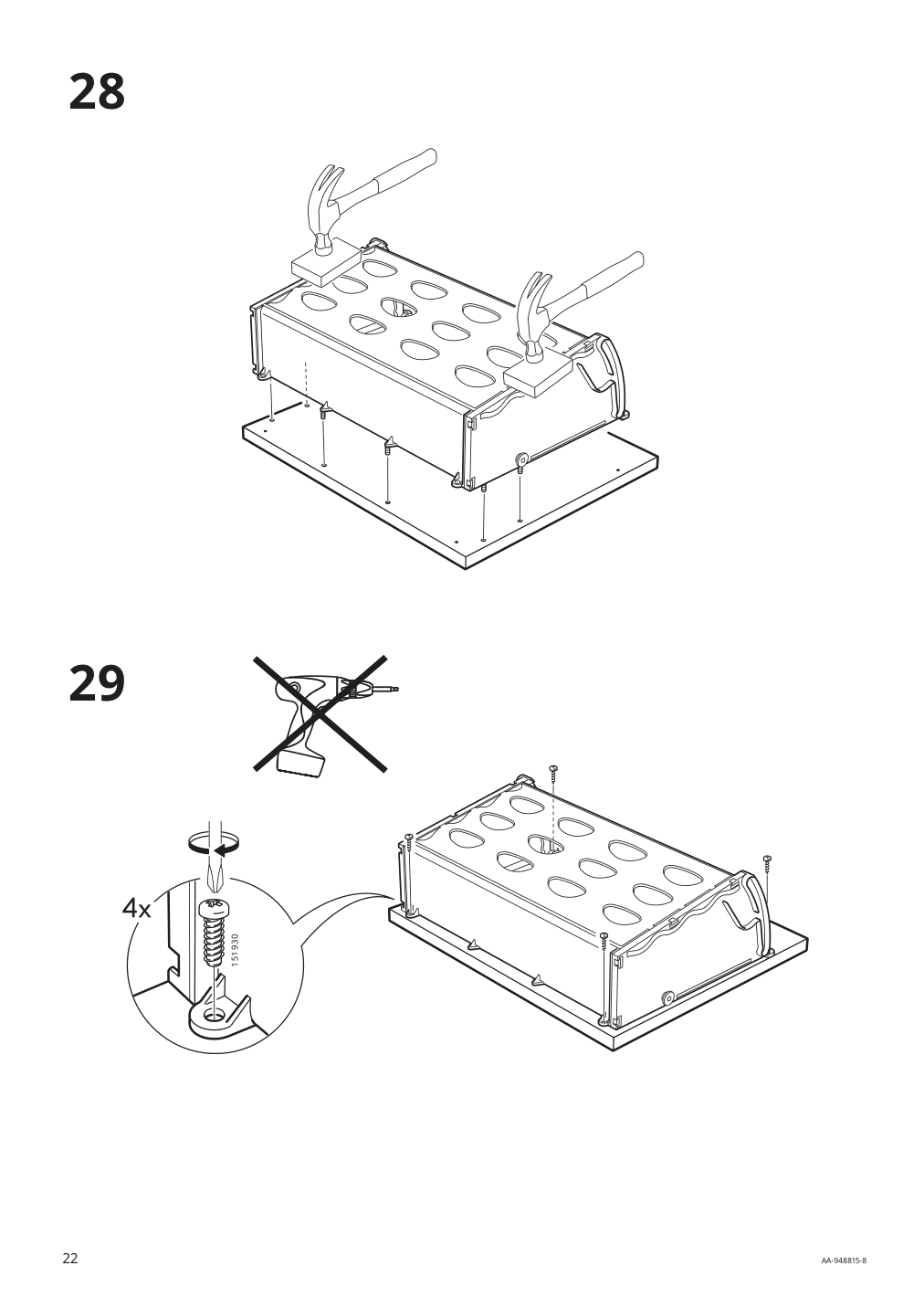 Assembly instructions for IKEA Hemnes shoe cabinet with 4 compartments white | Page 22 - IKEA HEMNES shoe cabinet with 4 compartments 601.561.21