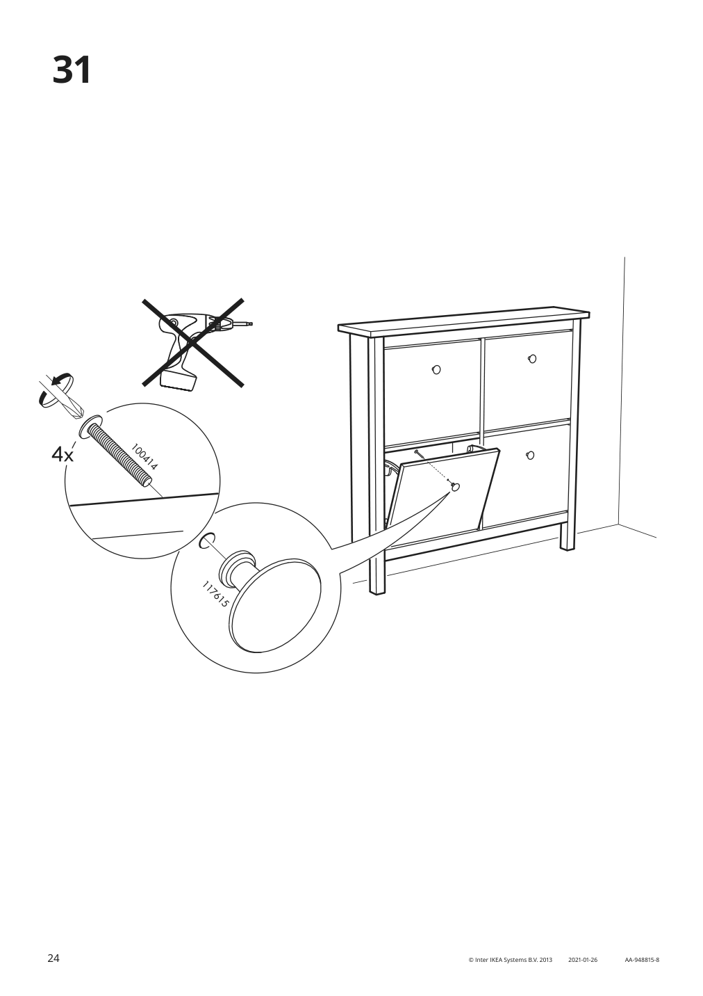 Assembly instructions for IKEA Hemnes shoe cabinet with 4 compartments white | Page 24 - IKEA HEMNES shoe cabinet with 4 compartments 601.561.21