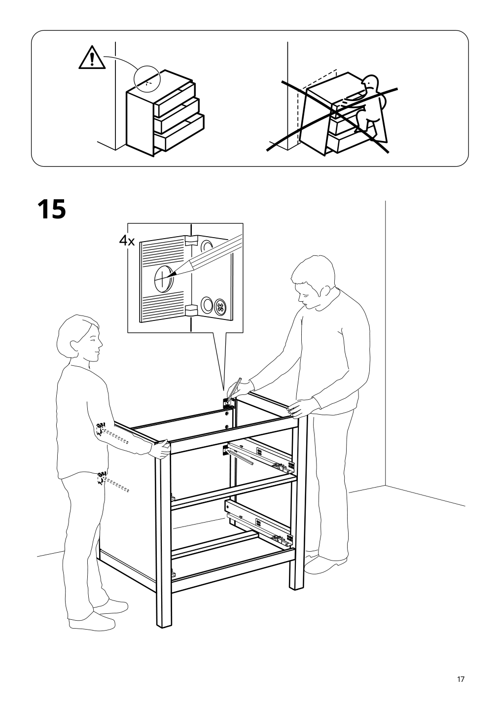 Assembly instructions for IKEA Hemnes sink cabinet with 2 drawers blue | Page 17 - IKEA HEMNES sink cabinet with 2 drawers 605.202.72