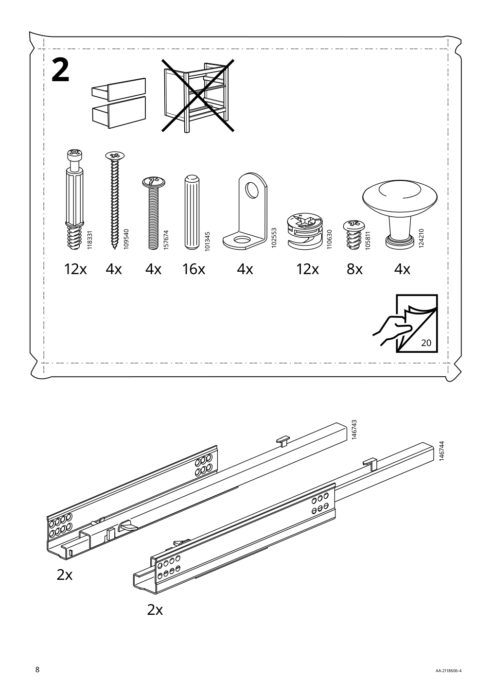 Assembly instructions for IKEA Hemnes sink cabinet with 2 drawers blue | Page 8 - IKEA HEMNES sink cabinet with 2 drawers 605.202.72