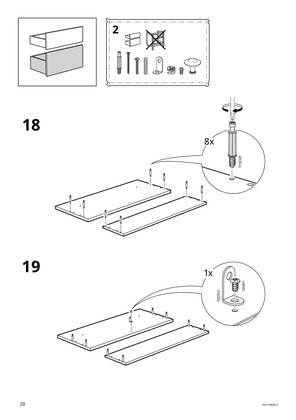 Assembly instructions for IKEA Hemnes sink cabinet with 2 drawers gray | Page 20 - IKEA HEMNES / RÄTTVIKEN bathroom furniture, set of 5 693.898.47