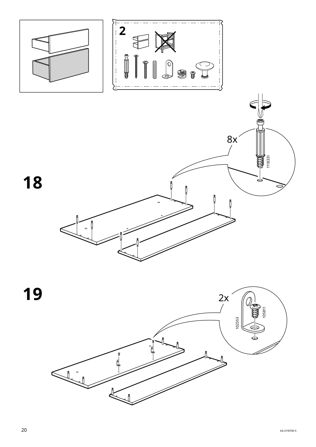 Assembly instructions for IKEA Hemnes sink cabinet with 2 drawers gray | Page 20 - IKEA HEMNES / ODENSVIK bathroom furniture, set of 6 593.898.24