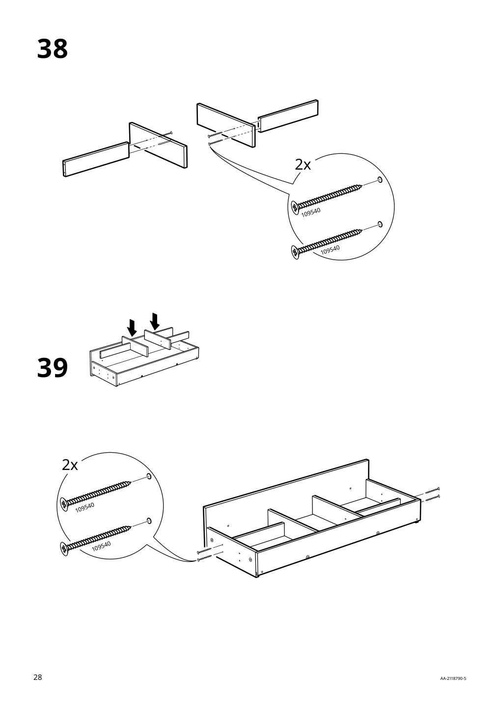 Assembly instructions for IKEA Hemnes sink cabinet with 2 drawers gray | Page 28 - IKEA HEMNES / ODENSVIK bathroom furniture, set of 5 893.898.46