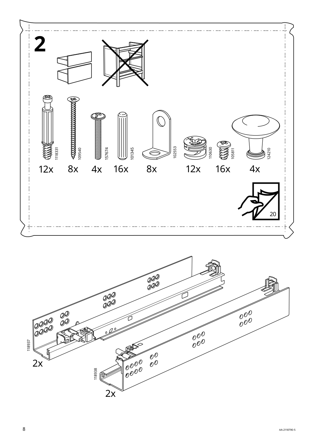 Assembly instructions for IKEA Hemnes sink cabinet with 2 drawers gray | Page 8 - IKEA HEMNES sink cabinet with 2 drawers 603.487.95