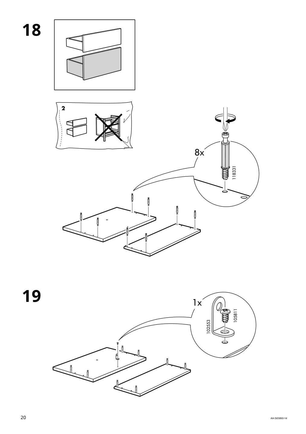 Assembly instructions for IKEA Hemnes sink cabinet with 2 drawers white | Page 20 - IKEA HEMNES / ODENSVIK bathroom furniture, set of 4 994.146.85