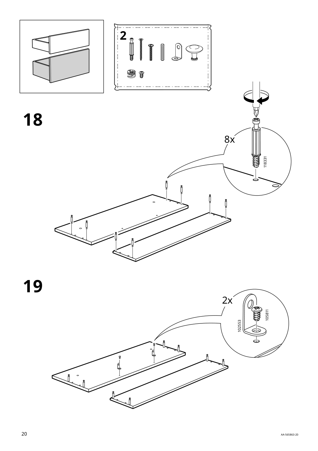 Assembly instructions for IKEA Hemnes sink cabinet with 2 drawers white | Page 20 - IKEA HEMNES / RÄTTVIKEN bathroom furniture, set of 5 693.044.43