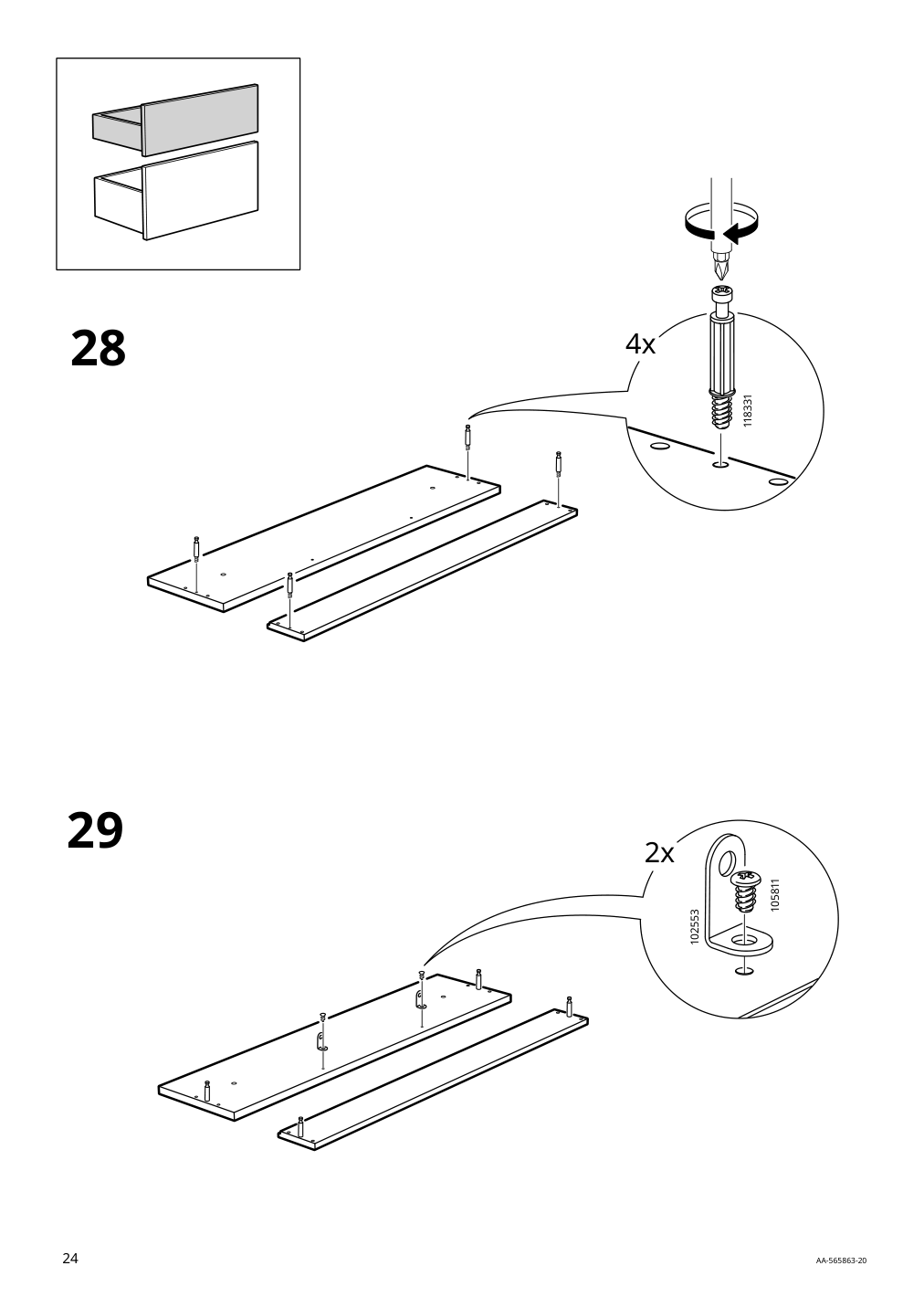 Assembly instructions for IKEA Hemnes sink cabinet with 2 drawers white | Page 24 - IKEA HEMNES / ODENSVIK sink cabinet with 2 drawers 092.934.52