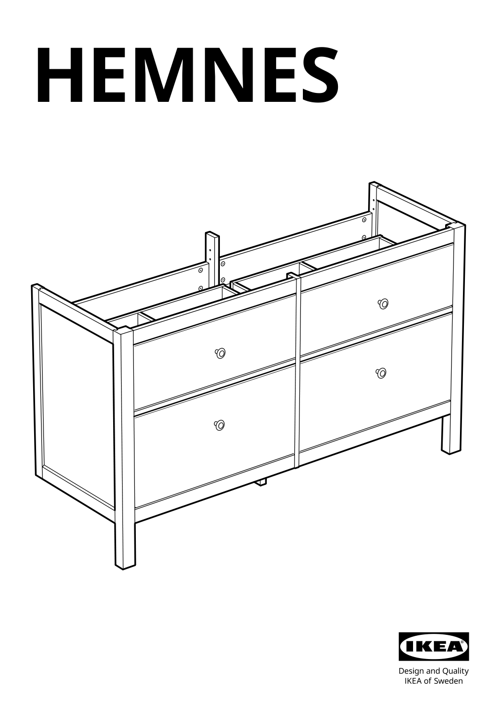 Assembly instructions for IKEA Hemnes sink cabinet with 4 drawers gray | Page 1 - IKEA HEMNES / ODENSVIK bathroom furniture, set of 5 793.898.23