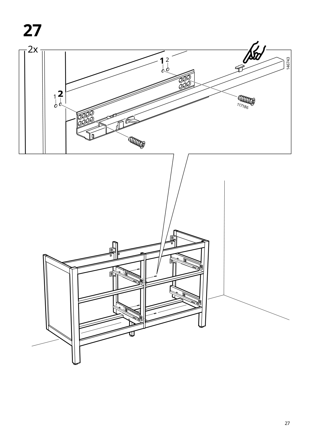 Assembly instructions for IKEA Hemnes sink cabinet with 4 drawers gray | Page 27 - IKEA HEMNES / ODENSVIK sink cabinet with 4 drawers 393.900.55