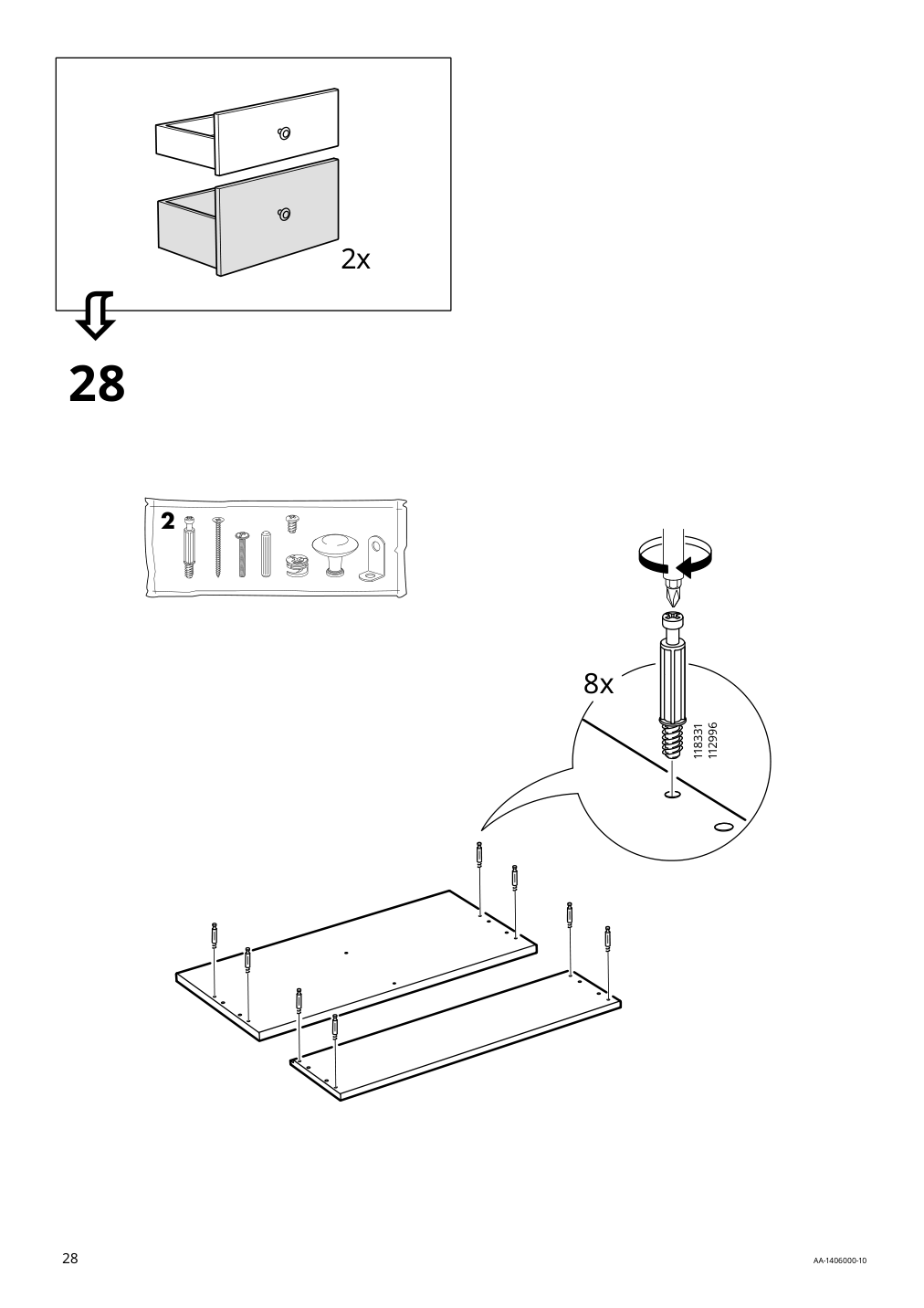 Assembly instructions for IKEA Hemnes sink cabinet with 4 drawers gray | Page 28 - IKEA HEMNES / ODENSVIK bathroom furniture, set of 5 993.898.22