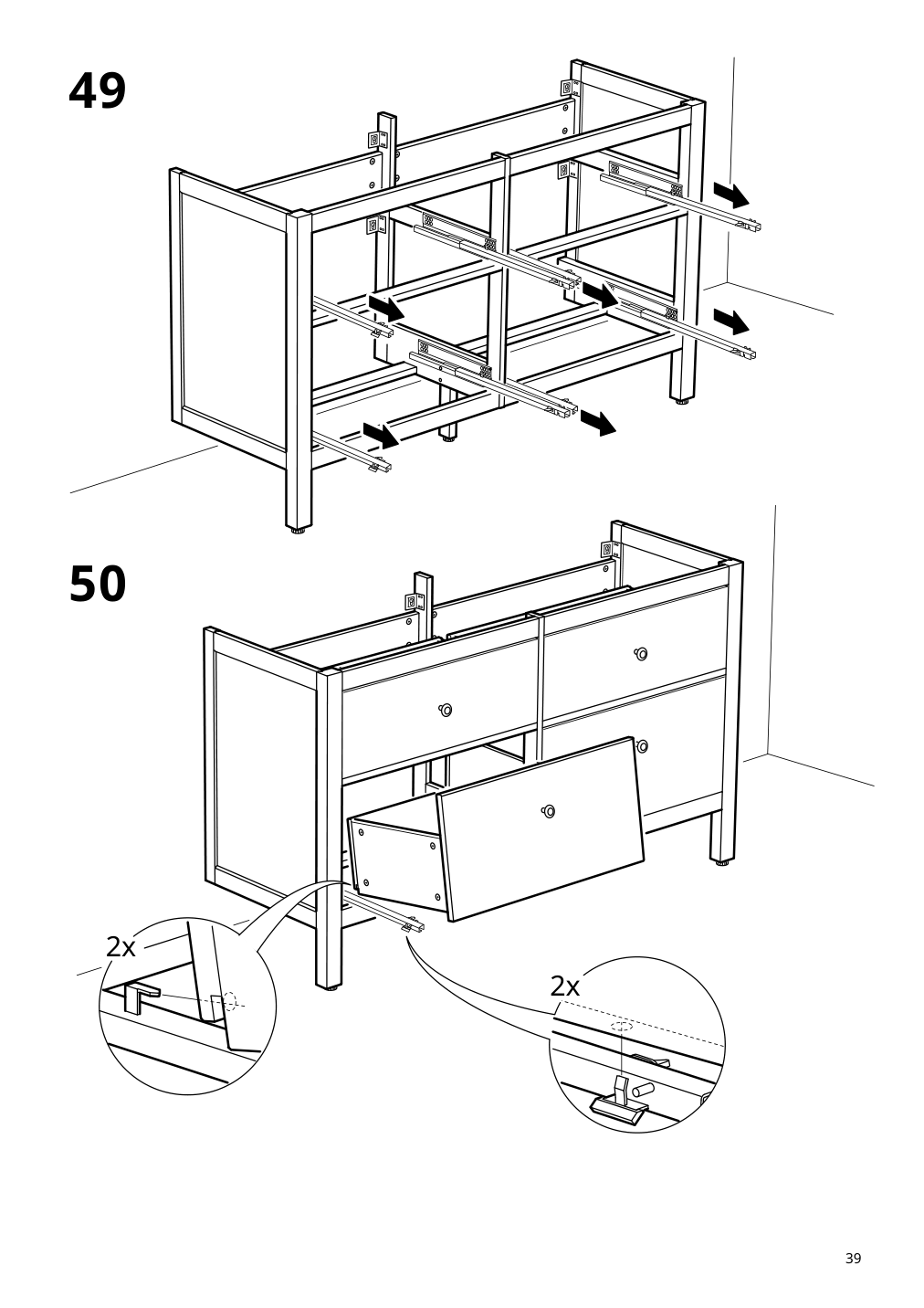 Assembly instructions for IKEA Hemnes sink cabinet with 4 drawers gray | Page 39 - IKEA HEMNES / ODENSVIK sink cabinet with 4 drawers 293.857.09