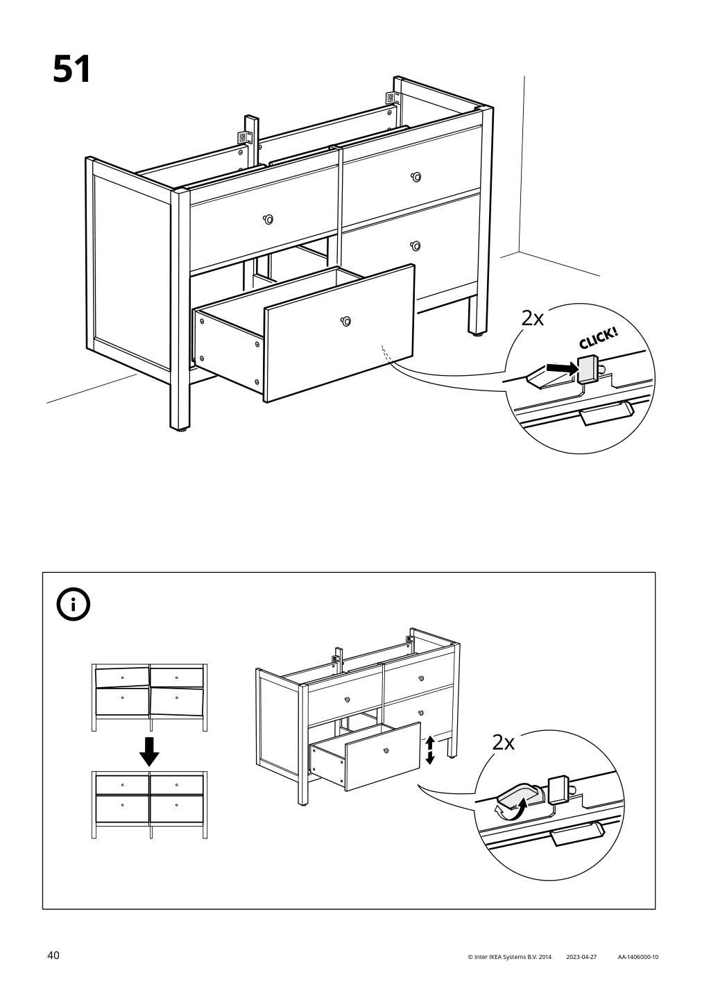 Assembly instructions for IKEA Hemnes sink cabinet with 4 drawers gray | Page 40 - IKEA HEMNES sink cabinet with 4 drawers 803.489.83