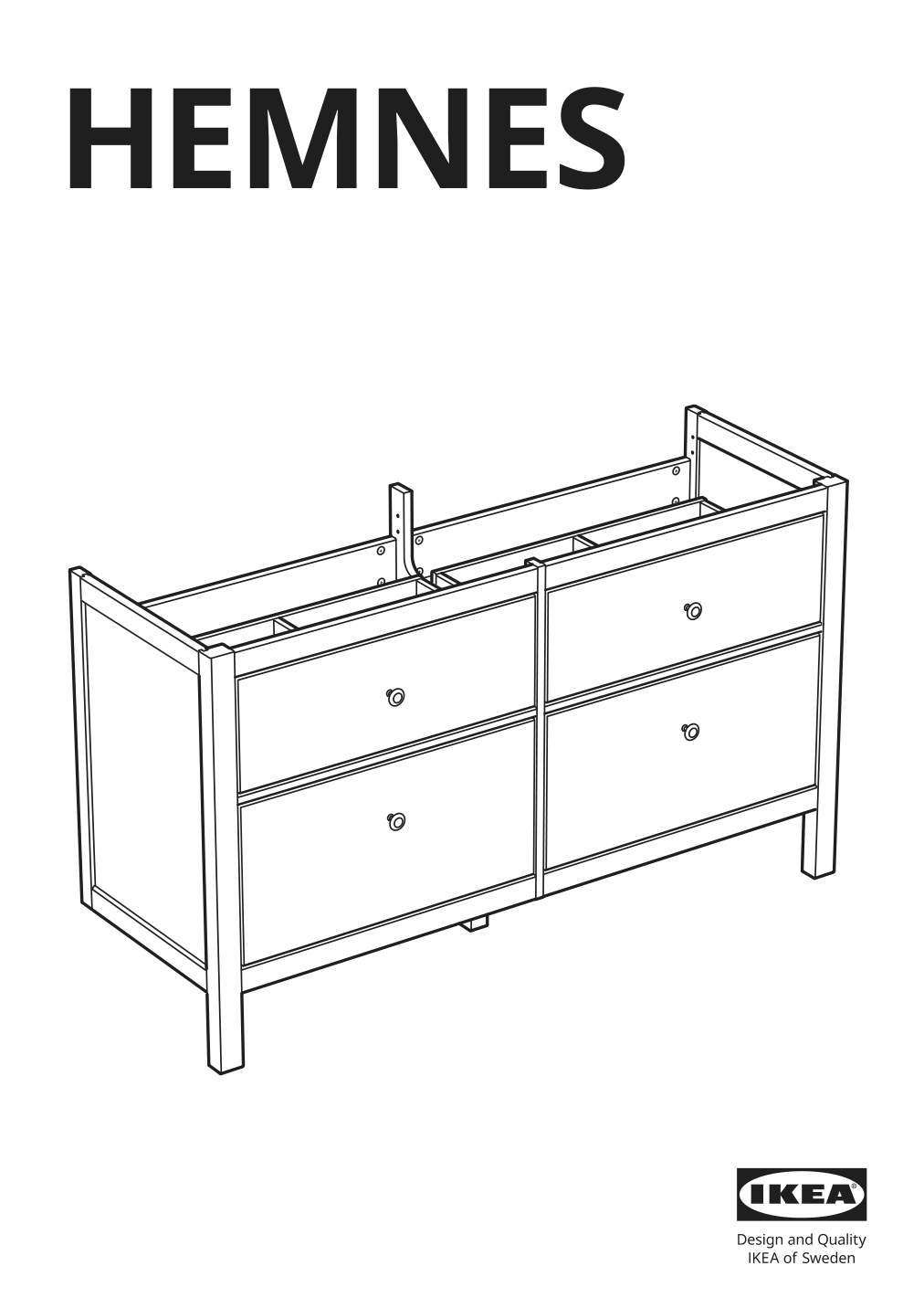 Assembly instructions for IKEA Hemnes sink cabinet with 4 drawers white | Page 1 - IKEA HEMNES / ODENSVIK bathroom furniture, set of 5 593.151.64