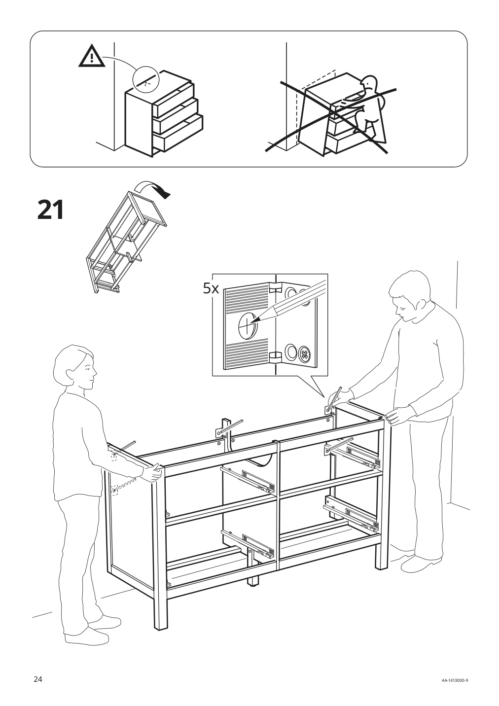 Assembly instructions for IKEA Hemnes sink cabinet with 4 drawers white | Page 24 - IKEA HEMNES / ODENSVIK bathroom furniture, set of 5 593.151.64