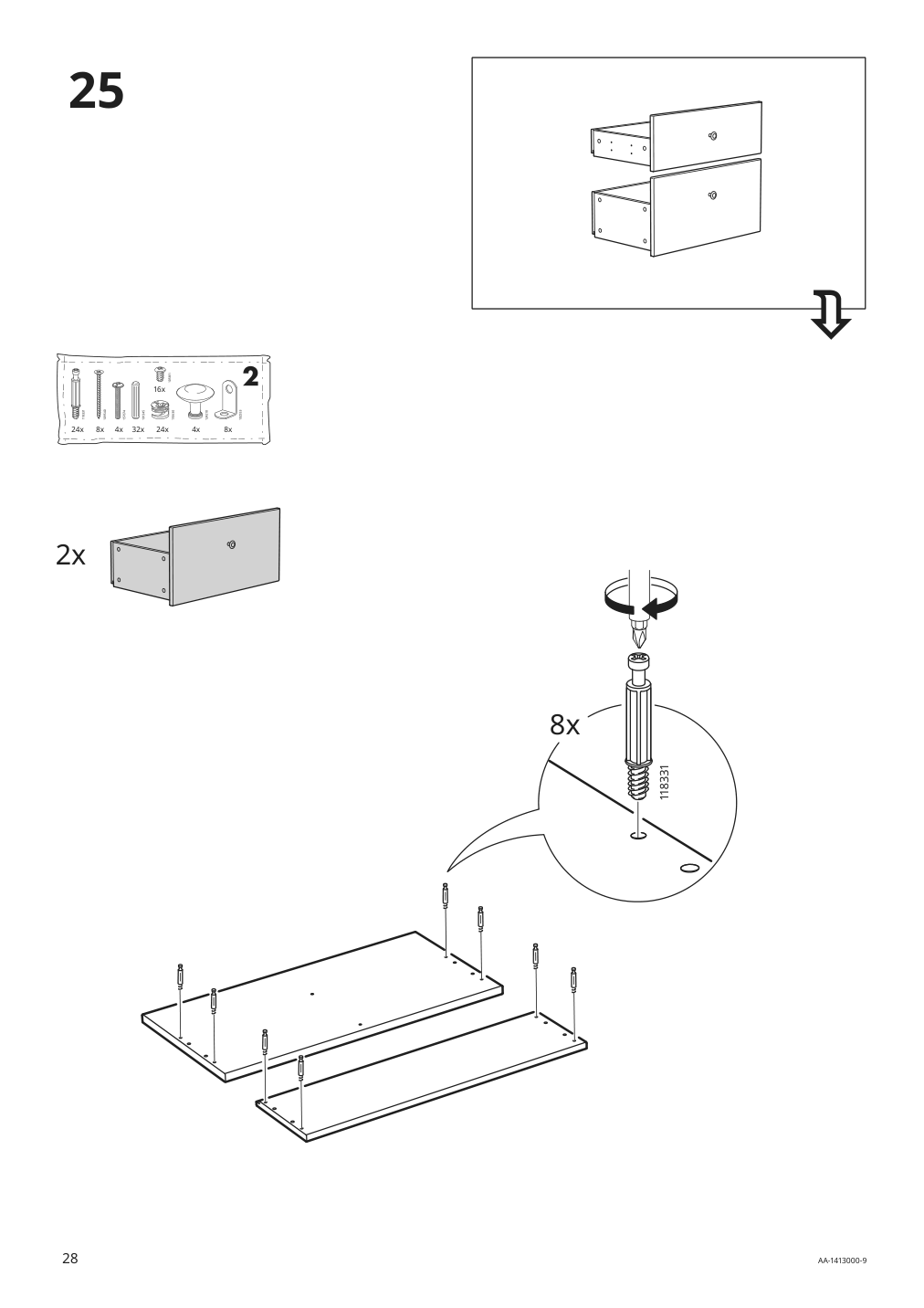 Assembly instructions for IKEA Hemnes sink cabinet with 4 drawers white | Page 28 - IKEA HEMNES / ODENSVIK bathroom furniture, set of 5 593.151.64