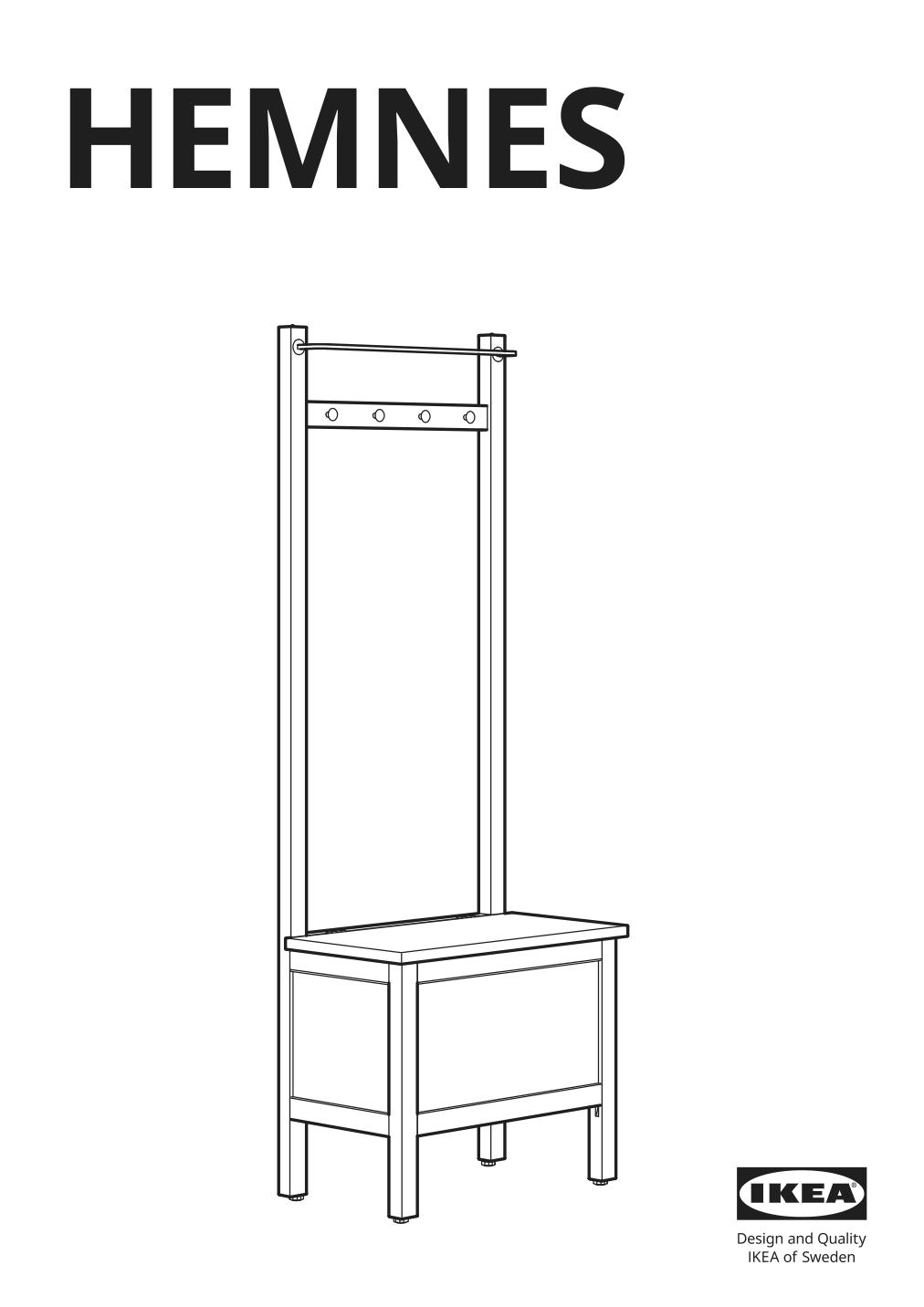 Assembly instructions for IKEA Hemnes storage bench w towel rail 4 hooks gray | Page 1 - IKEA HEMNES storage bench w/towel rail+4 hooks 504.294.24