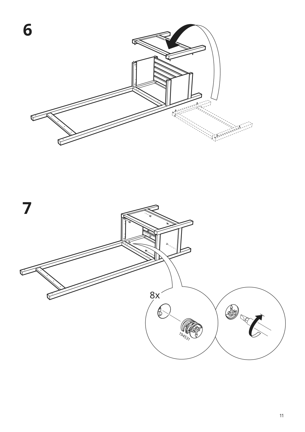 Assembly instructions for IKEA Hemnes storage bench w towel rail 4 hooks gray | Page 11 - IKEA HEMNES storage bench w/towel rail+4 hooks 504.294.24