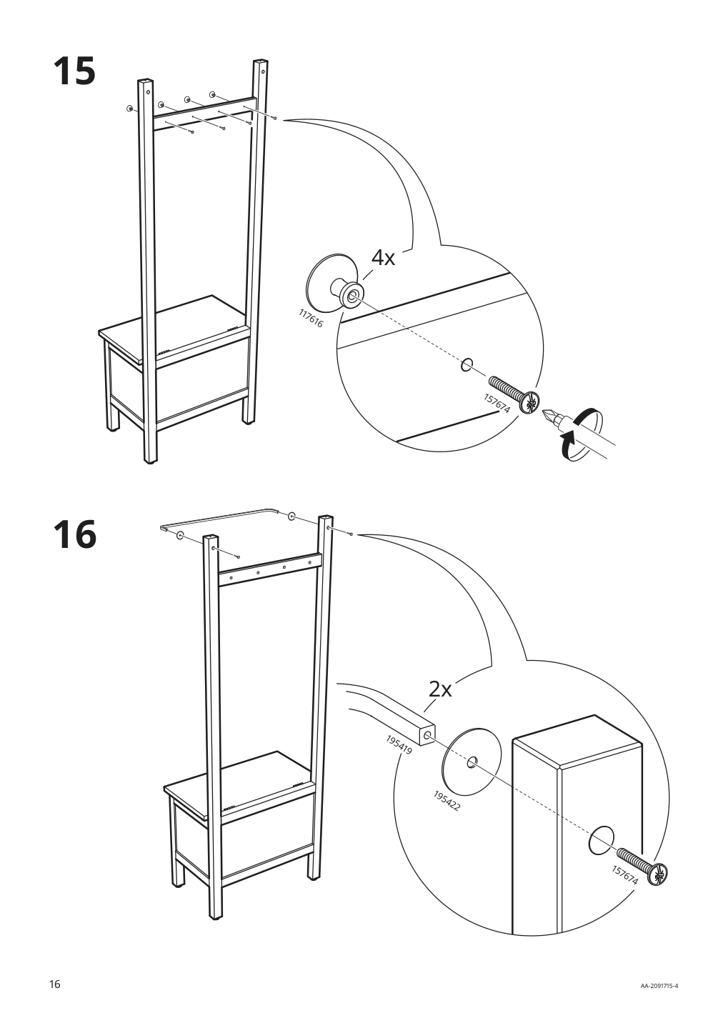 Assembly instructions for IKEA Hemnes storage bench w towel rail 4 hooks gray | Page 16 - IKEA HEMNES storage bench w/towel rail+4 hooks 504.294.24