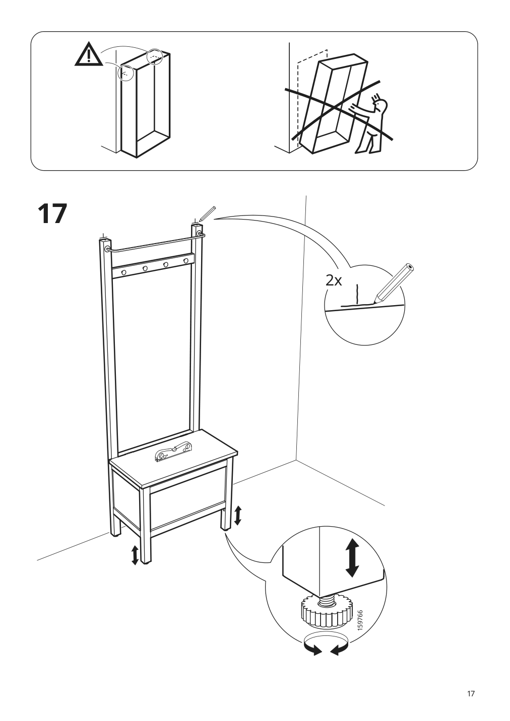 Assembly instructions for IKEA Hemnes storage bench w towel rail 4 hooks gray | Page 17 - IKEA HEMNES storage bench w/towel rail+4 hooks 504.294.24