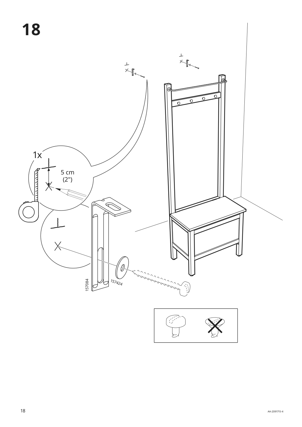 Assembly instructions for IKEA Hemnes storage bench w towel rail 4 hooks gray | Page 18 - IKEA HEMNES storage bench w/towel rail+4 hooks 504.294.24