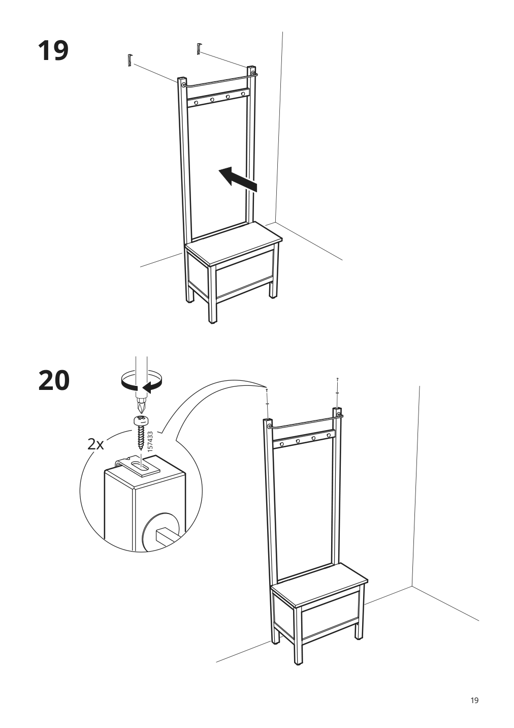 Assembly instructions for IKEA Hemnes storage bench w towel rail 4 hooks gray | Page 19 - IKEA HEMNES storage bench w/towel rail+4 hooks 504.294.24