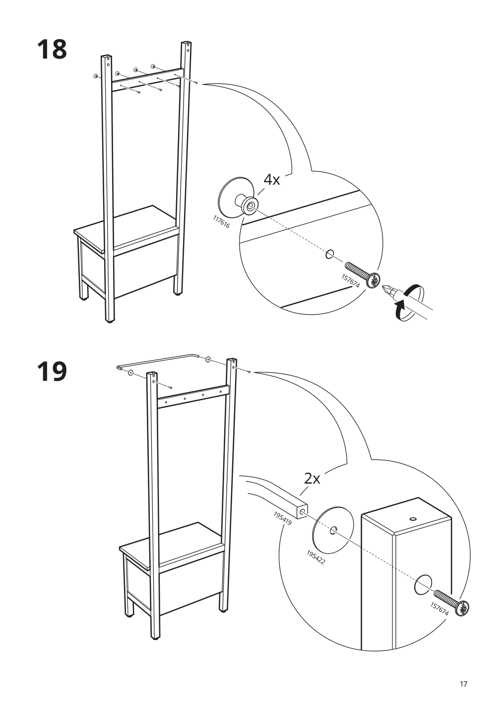 Assembly instructions for IKEA Hemnes storage bench w towel rail 4 hooks white | Page 17 - IKEA HEMNES storage bench w/towel rail+4 hooks 303.966.55