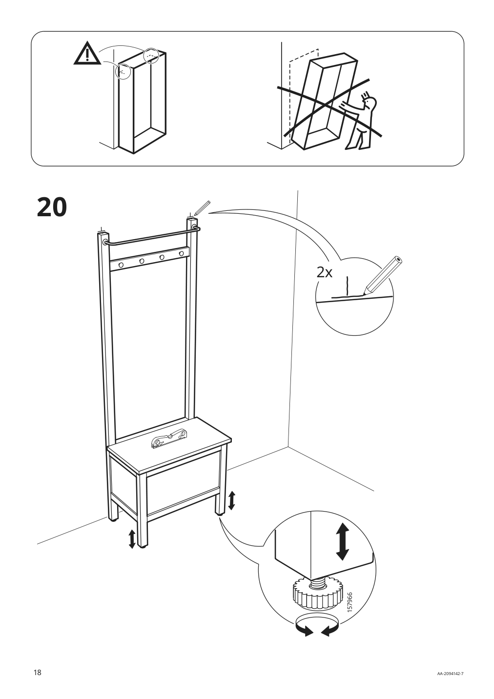 Assembly instructions for IKEA Hemnes storage bench w towel rail 4 hooks white | Page 18 - IKEA HEMNES storage bench w/towel rail+4 hooks 303.966.55