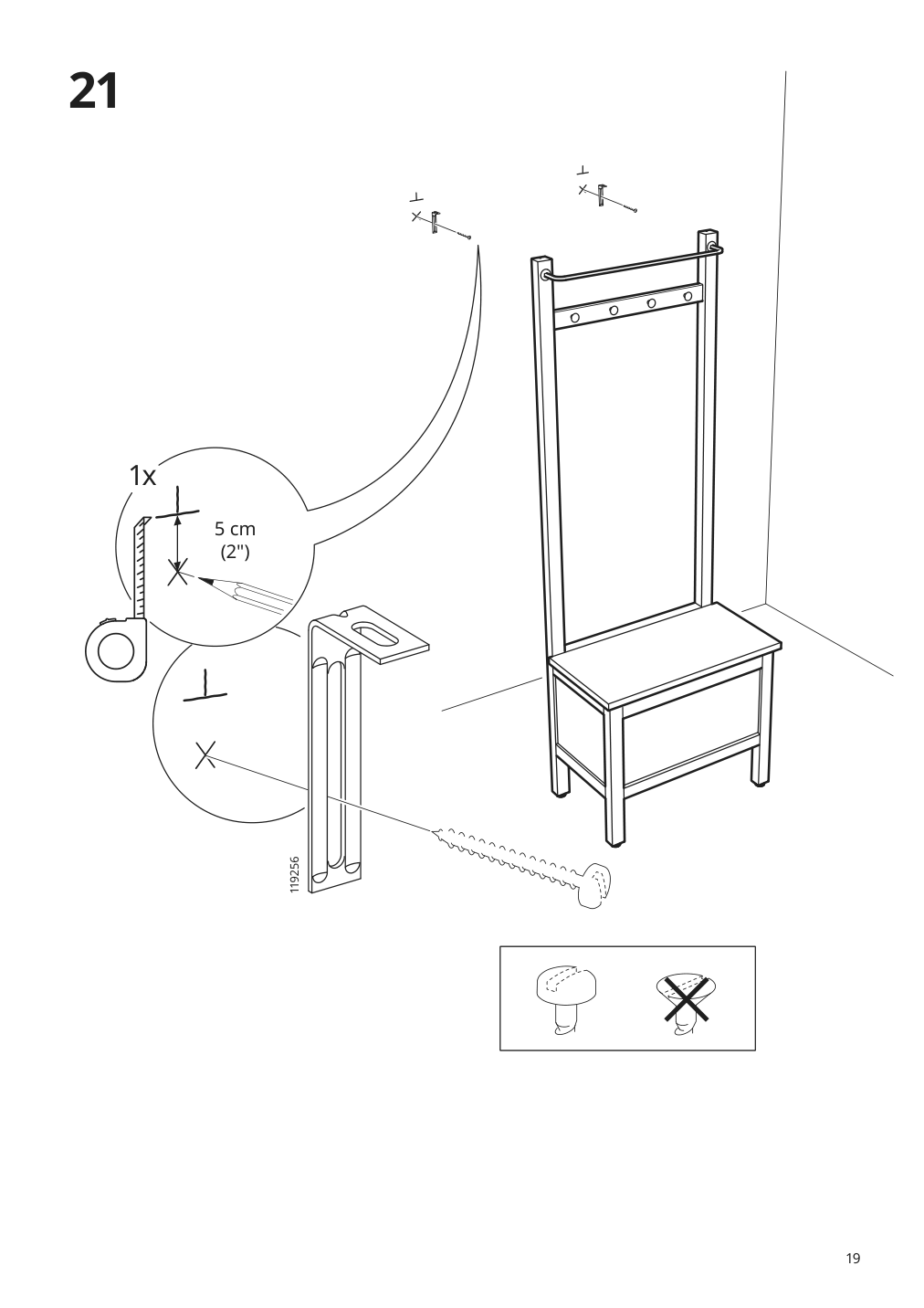 Assembly instructions for IKEA Hemnes storage bench w towel rail 4 hooks white | Page 19 - IKEA HEMNES storage bench w/towel rail+4 hooks 303.966.55