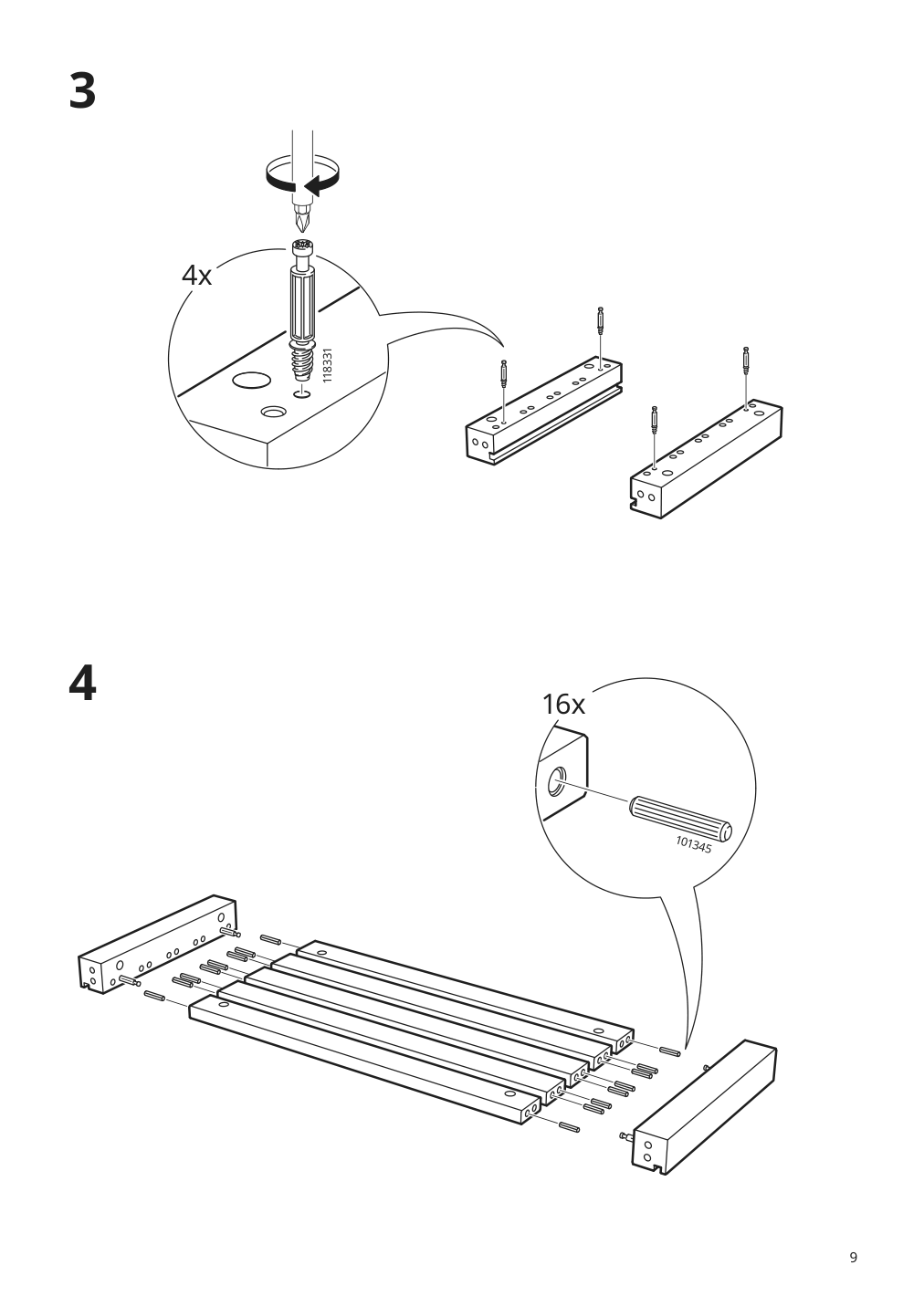 Assembly instructions for IKEA Hemnes storage bench w towel rail 4 hooks white | Page 9 - IKEA HEMNES storage bench w/towel rail+4 hooks 303.966.55