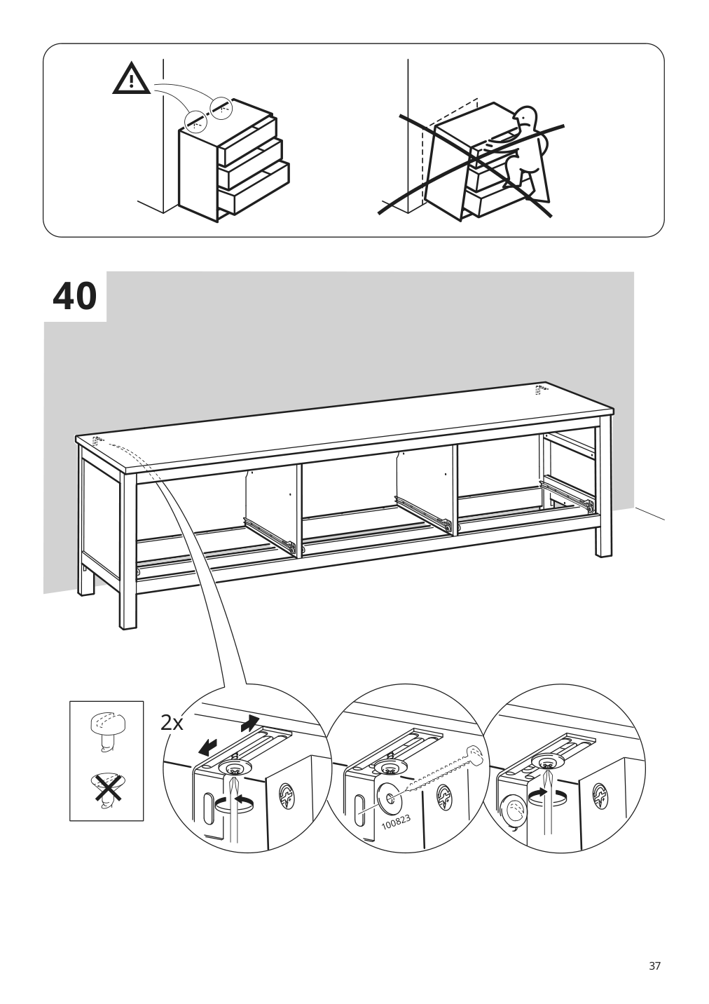 Assembly instructions for IKEA Hemnes tv unit black brown | Page 37 - IKEA HEMNES TV unit 003.392.18