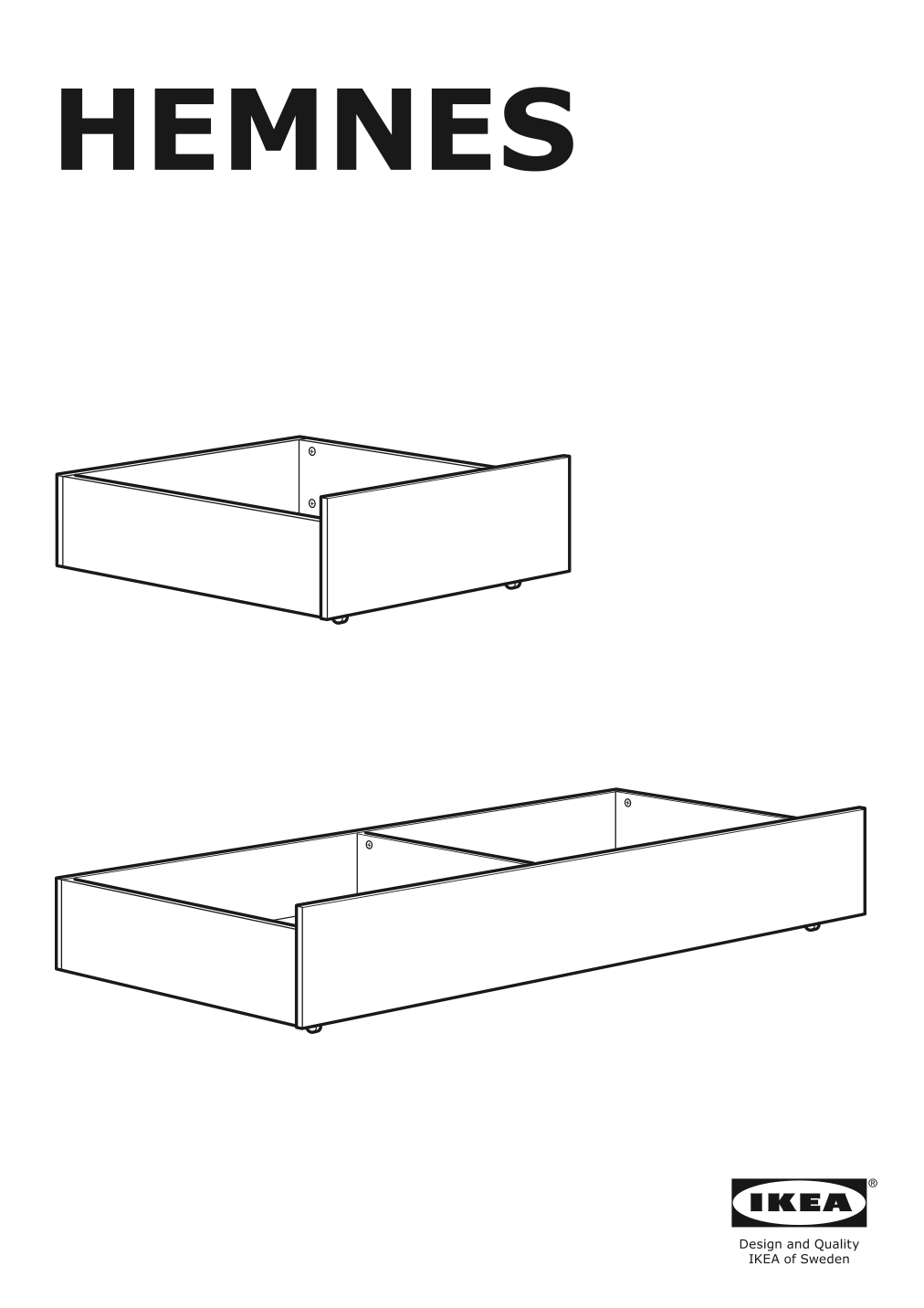 Assembly instructions for IKEA Hemnes underbed storage box set of 2 dark gray stained | Page 1 - IKEA HEMNES bed frame with 2 storage boxes 892.751.71