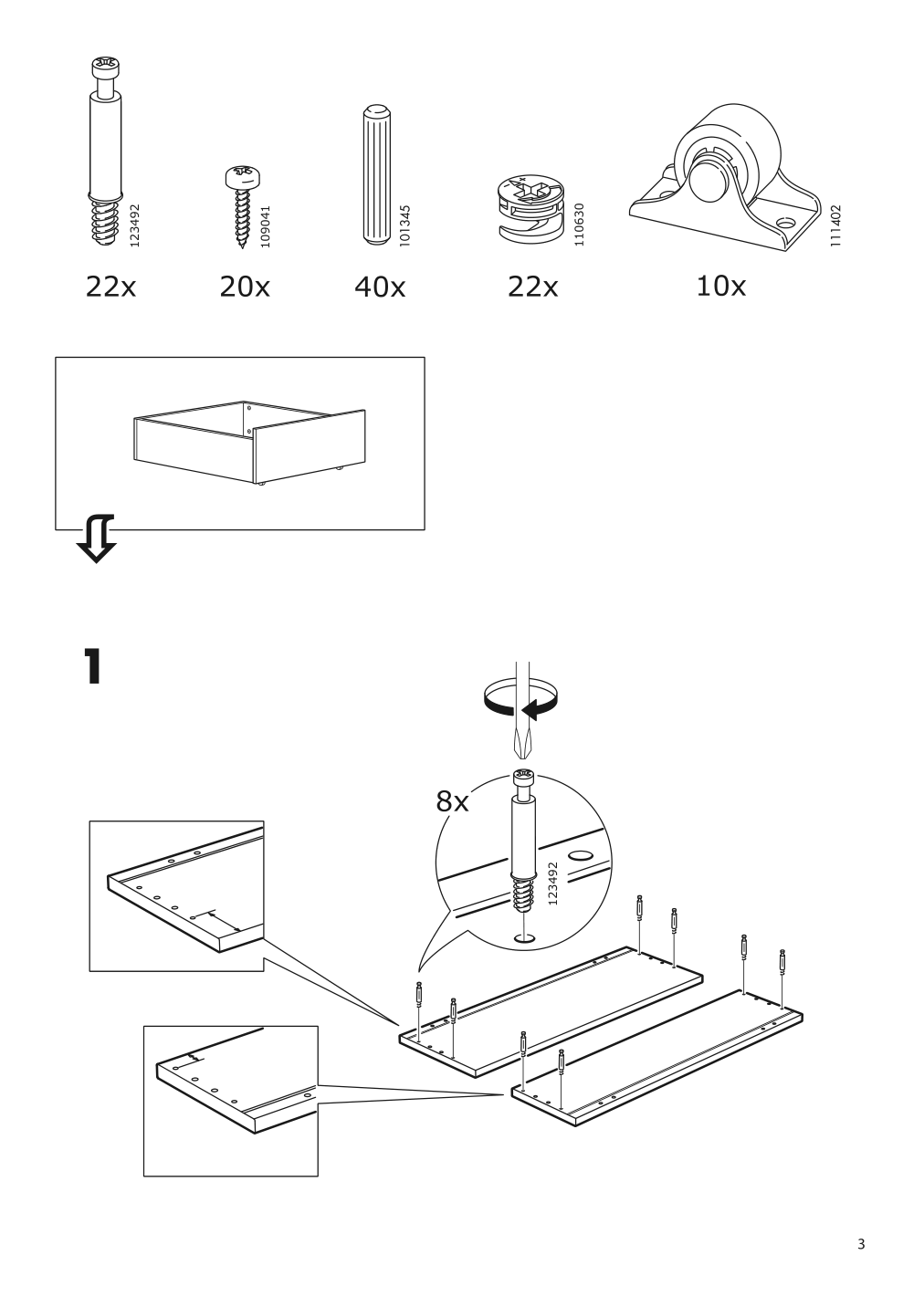 Assembly instructions for IKEA Hemnes underbed storage box set of 2 white stain | Page 3 - IKEA HEMNES bed frame with 2 storage boxes 692.752.28