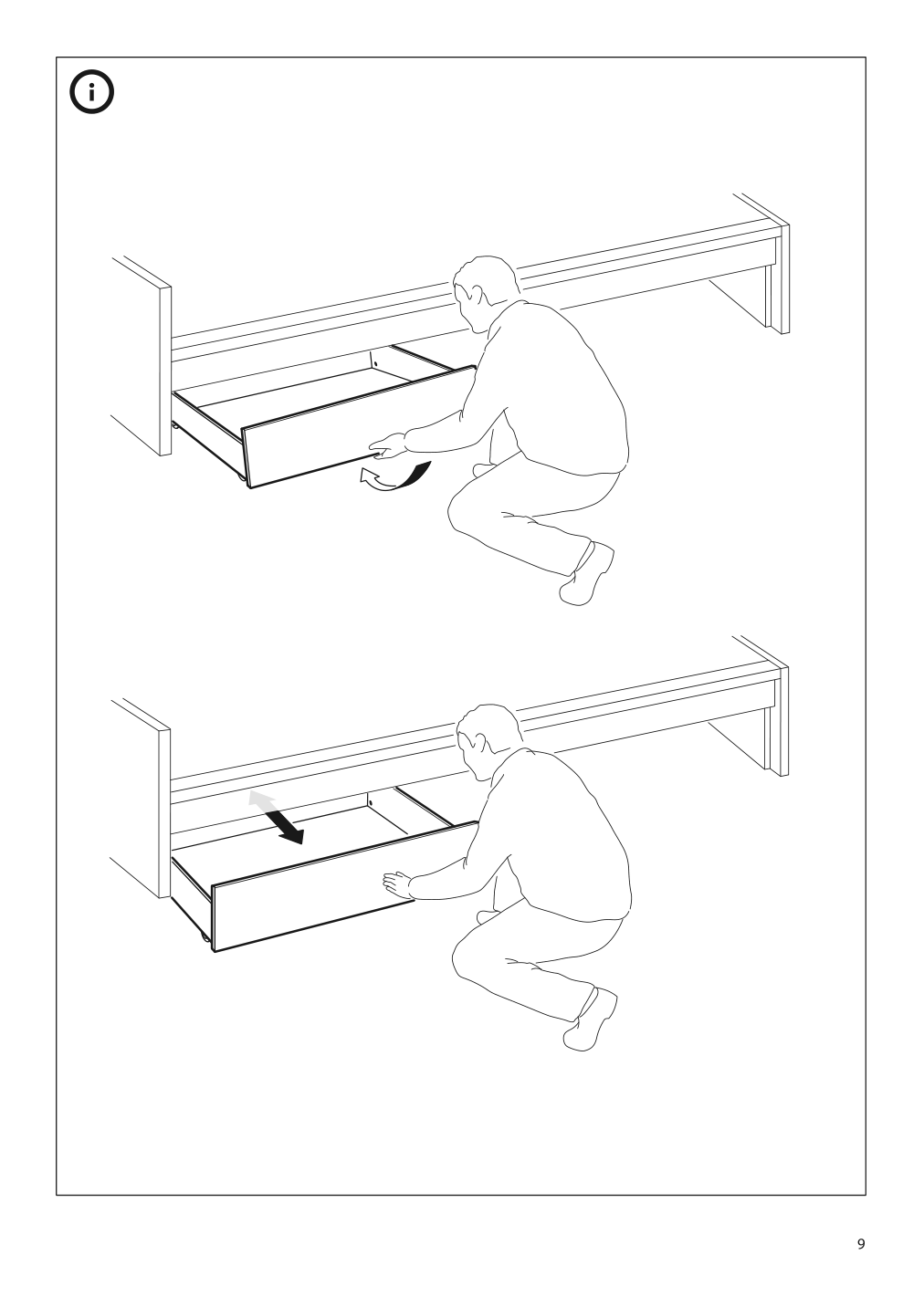 Assembly instructions for IKEA Hemnes underbed storage box set of 2 black brown | Page 9 - IKEA HEMNES bed frame with 2 storage boxes 791.723.57