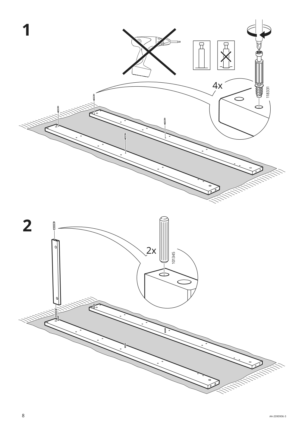 Assembly instructions for IKEA Hemnes wall shelf white | Page 8 - IKEA HEMNES wall shelf 003.966.47