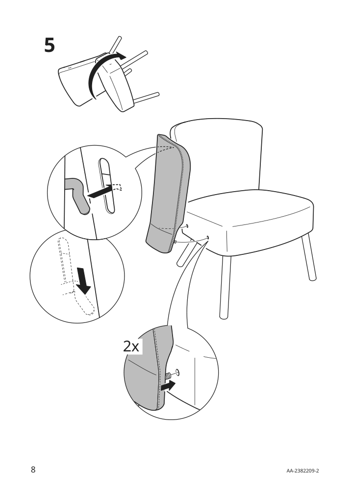 Assembly instructions for IKEA Herrakra armchair skulsta black | Page 8 - IKEA HERRÅKRA armchair 205.355.48