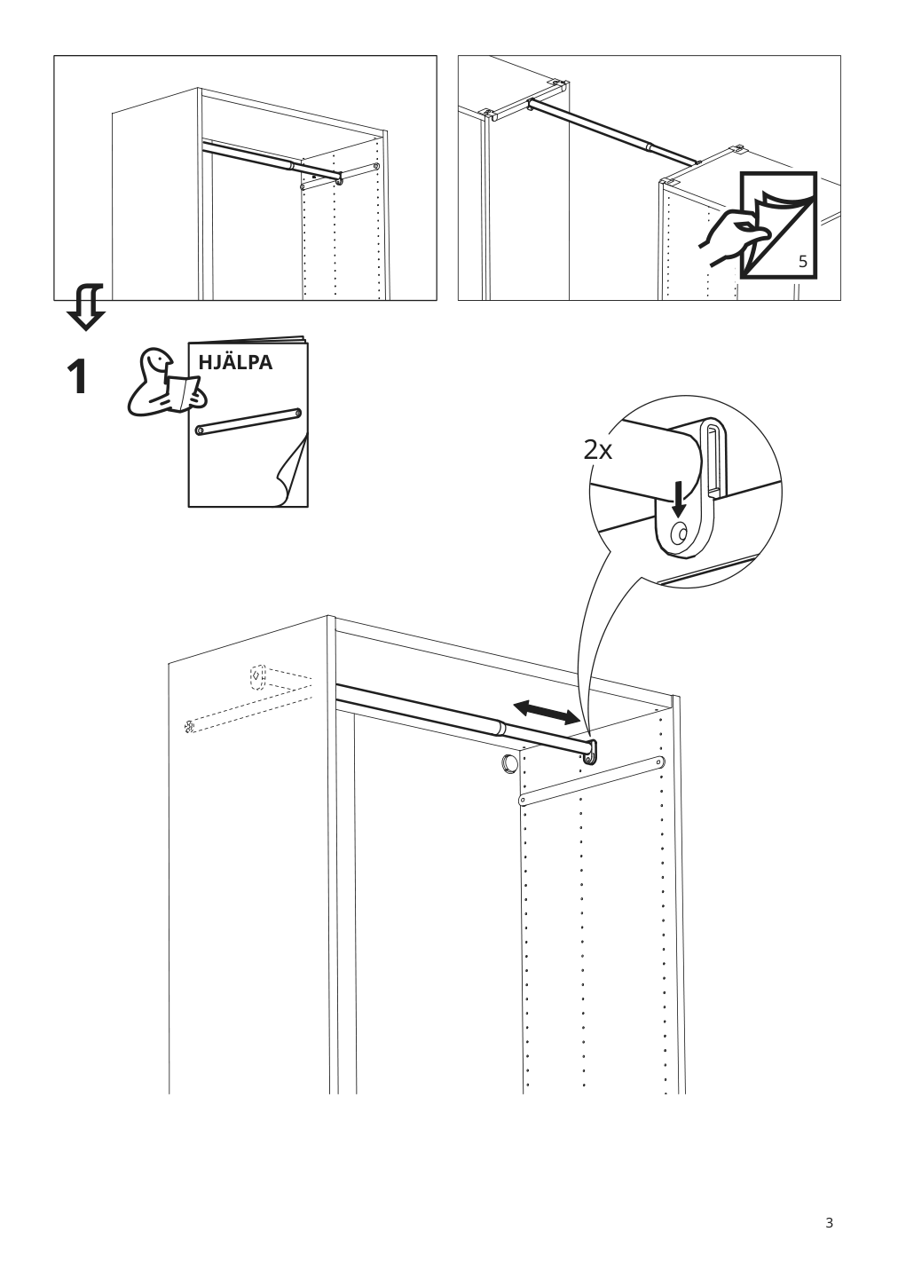 Assembly instructions for IKEA Hjaelpa adjustable clothes rail white | Page 3 - IKEA SMÅSTAD / UPPFÖRA storage combination 794.311.91