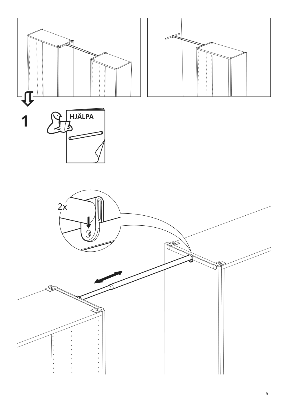 Assembly instructions for IKEA Hjaelpa adjustable clothes rail white | Page 5 - IKEA SMÅSTAD / UPPFÖRA wardrobe 095.499.19