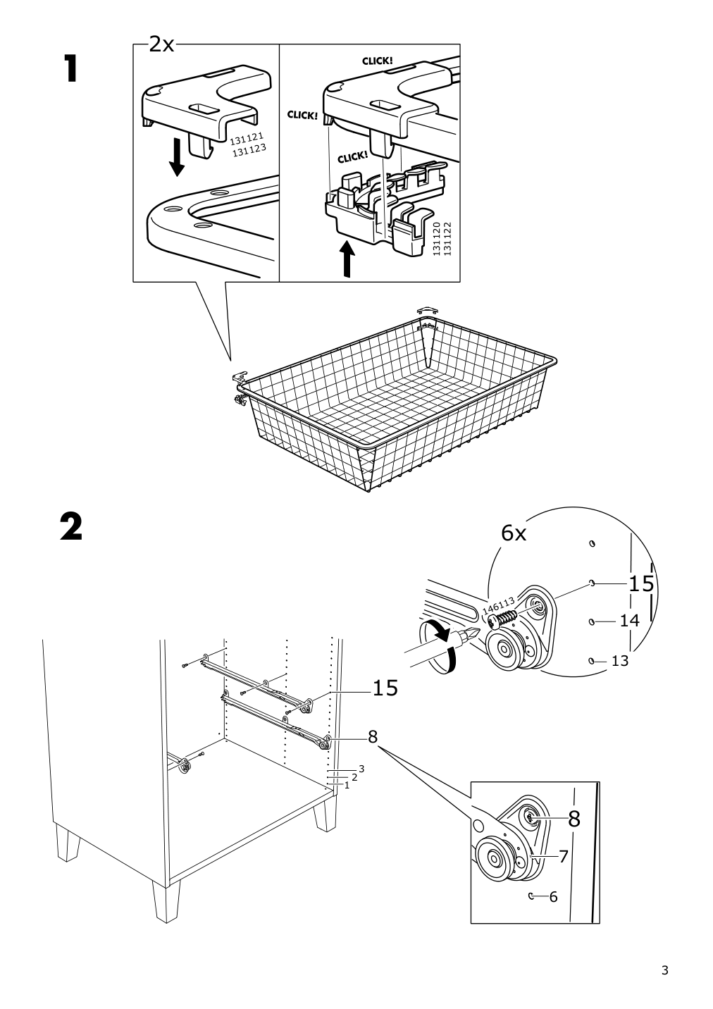 Assembly instructions for IKEA Hjaelpa pull out rail for baskets white | Page 3 - IKEA SMÅSTAD / UPPFÖRA storage combination 594.876.26