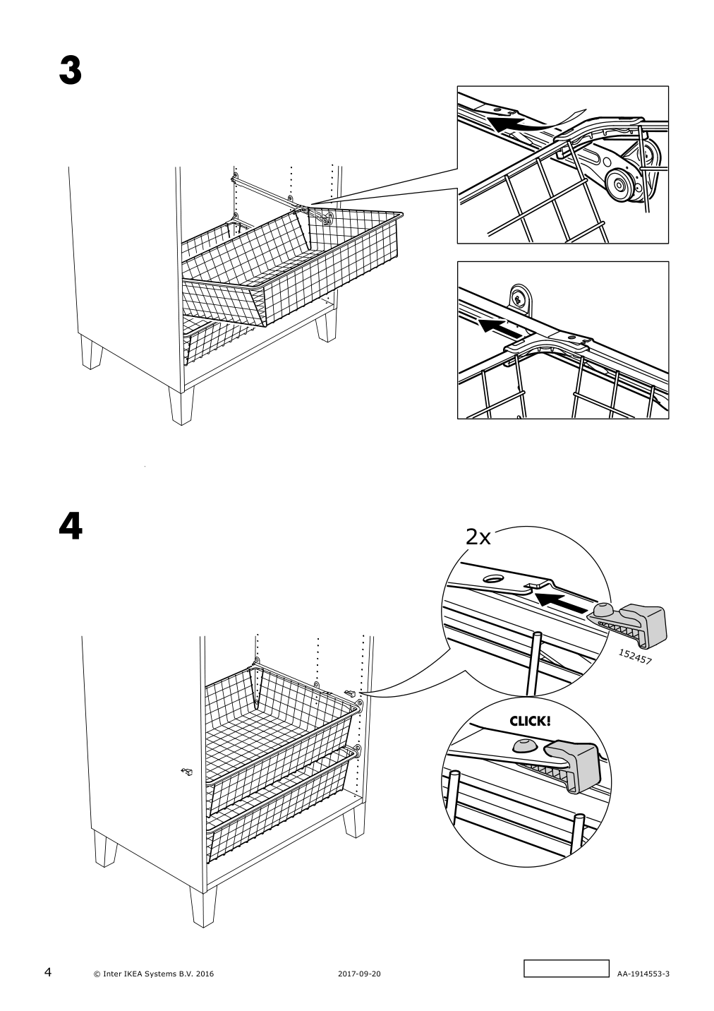 Assembly instructions for IKEA Hjaelpa pull out rail for baskets white | Page 4 - IKEA SMÅSTAD / UPPFÖRA wardrobe 594.301.40