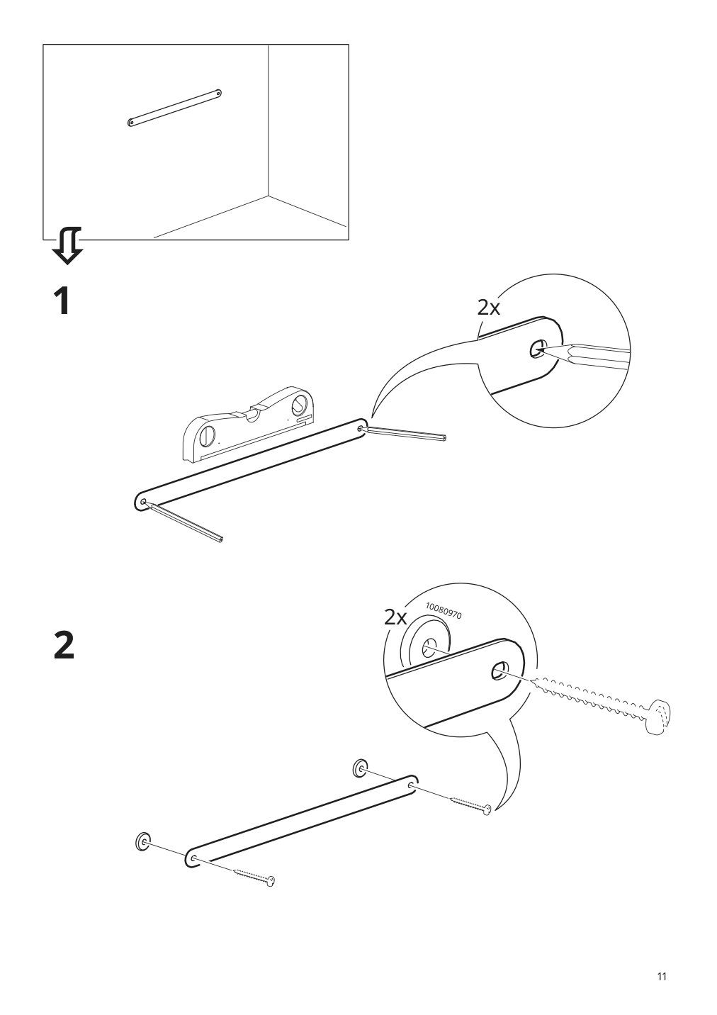 Assembly instructions for IKEA Hjaelpa suspension rail white | Page 11 - IKEA SMÅSTAD loft bed 894.355.94